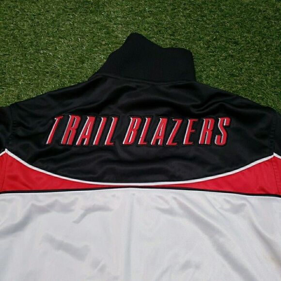 Portland Trail Blazers Mens Red Large NBA Full Zip Warm Up Sports 4800 - Picture 8 of 9